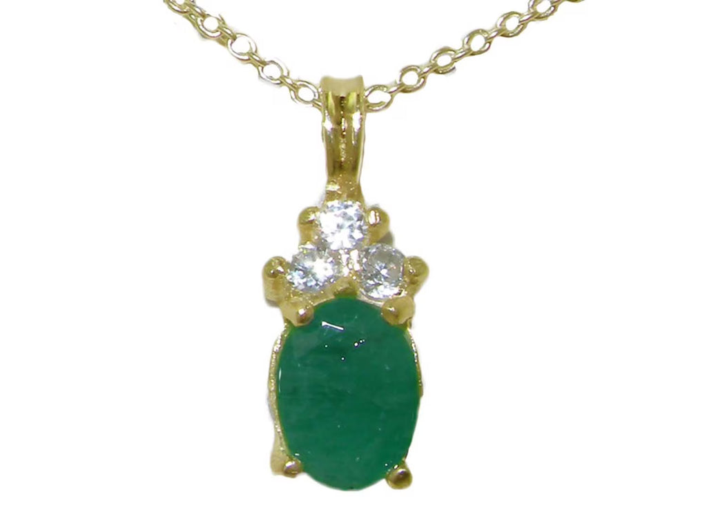 10K Yellow Gold Emerald & Diamond Pendant Necklace M17644
