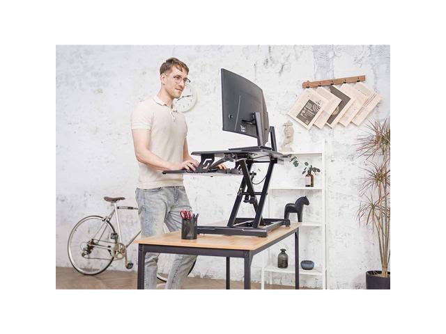 Standing Desk Converter with Height Adjustable Tabletop Workstation Riser Q39971