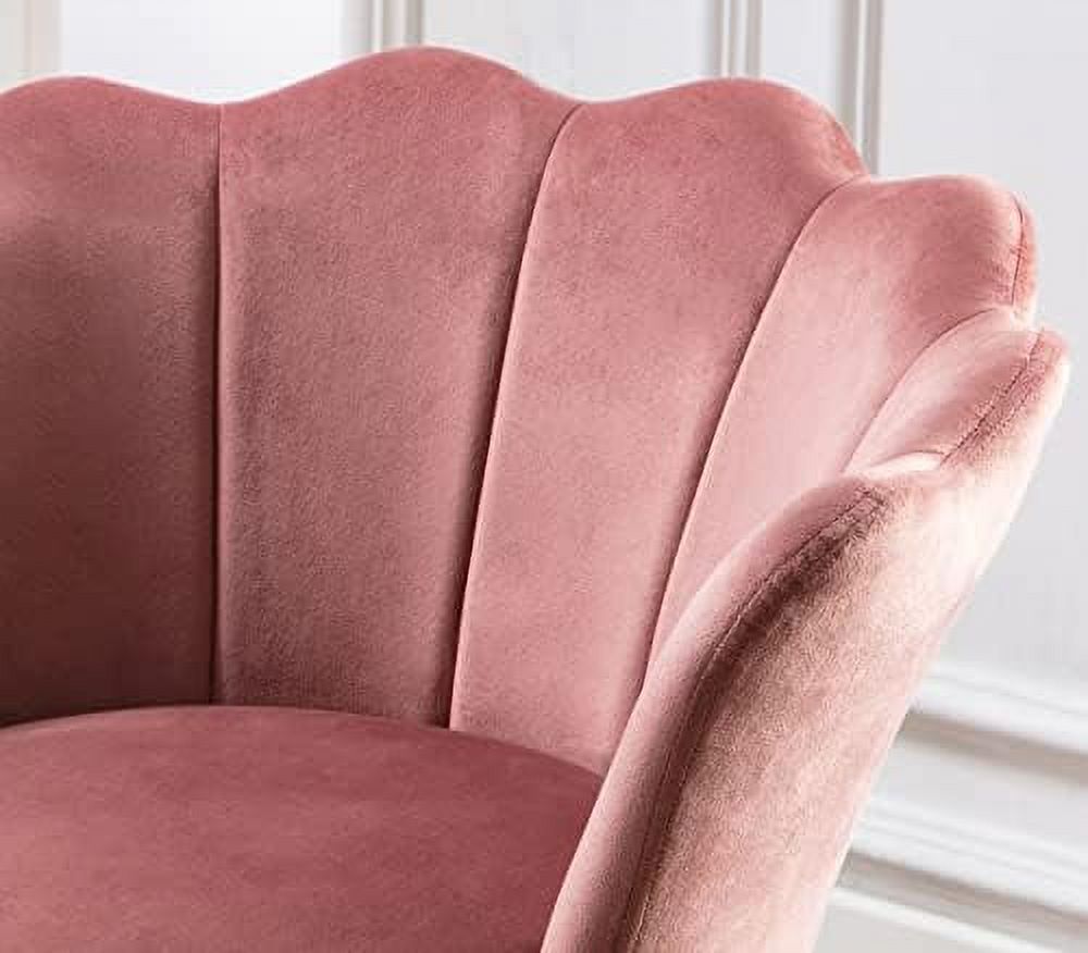 Cream White Velvet Shell Shaped Accent Chair H625489