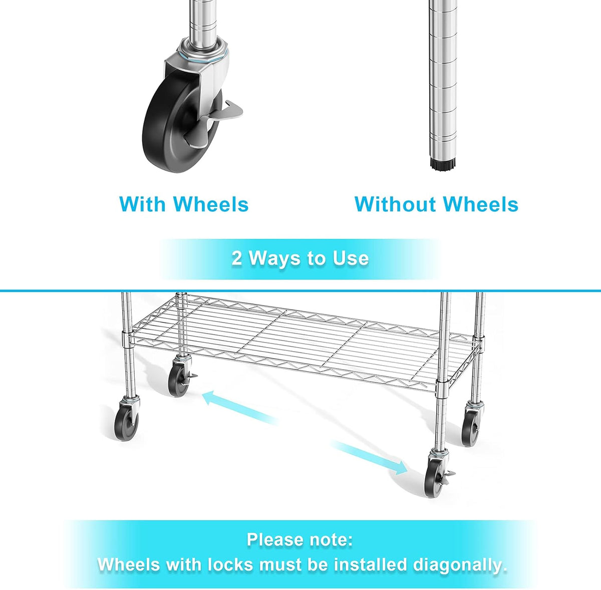 Chrome 5 Tier Rolling Metal Utility Cart Y927942