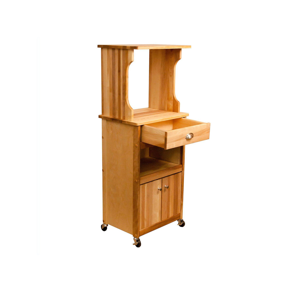 Natural Microwave Cart with Open Storage T9668