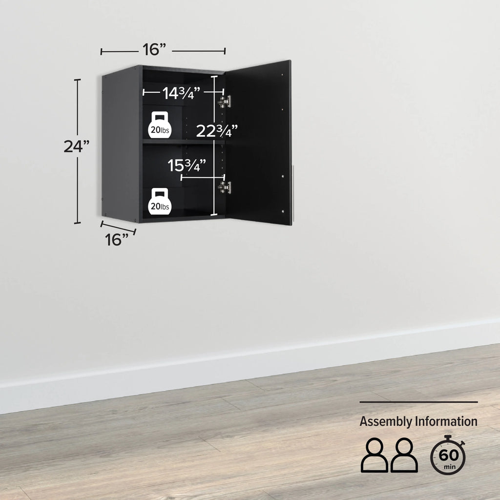 Black 16" Wall Cabinet with 1 Adjustable Shelf P79681