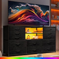 Black TV Stand with 12 Fabric Drawers K4027