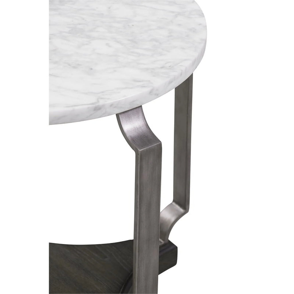 White Marble and Wood End Table Y3372