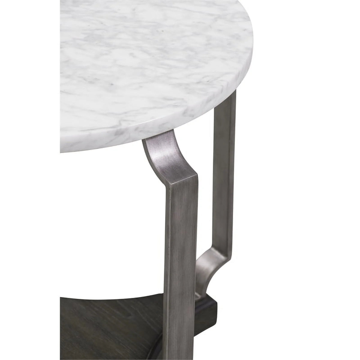 White Marble and Wood End Table Y3372