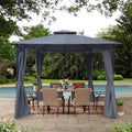 Gray Gazebo Canopy With Curtains Z407964