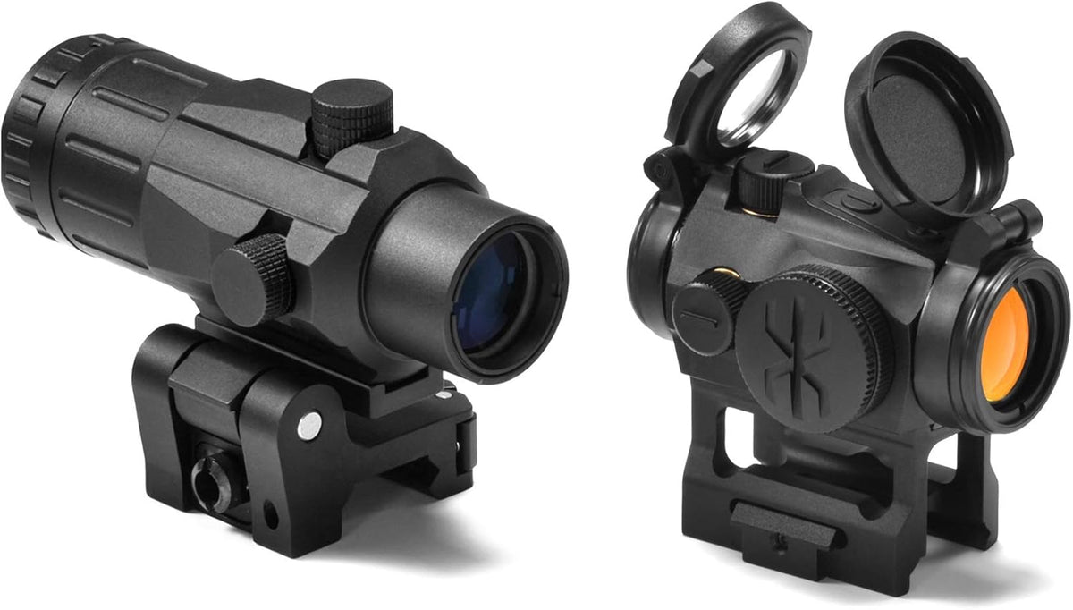 Black and Khaki 2 MOA 20mm Lens Tactical Red Dot Sight Scope 3X Magnifier Combo with 1 Inch Riser Mount A6910