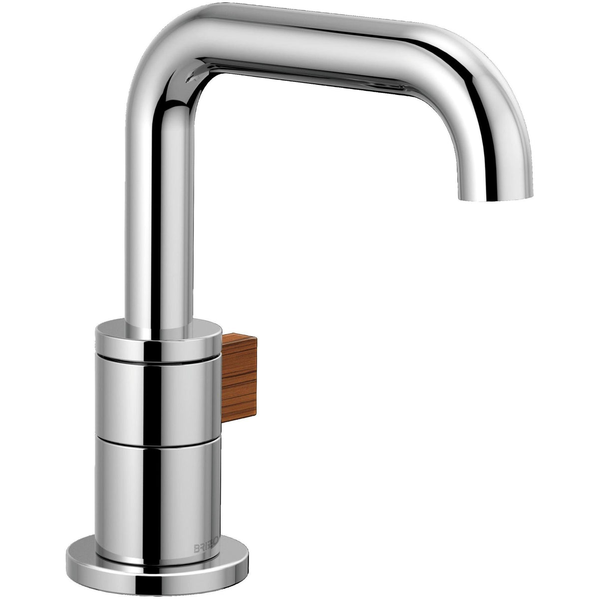 Polished Chrome Teak Wood Single Handle Single Hole Lavatory Faucet Q3082