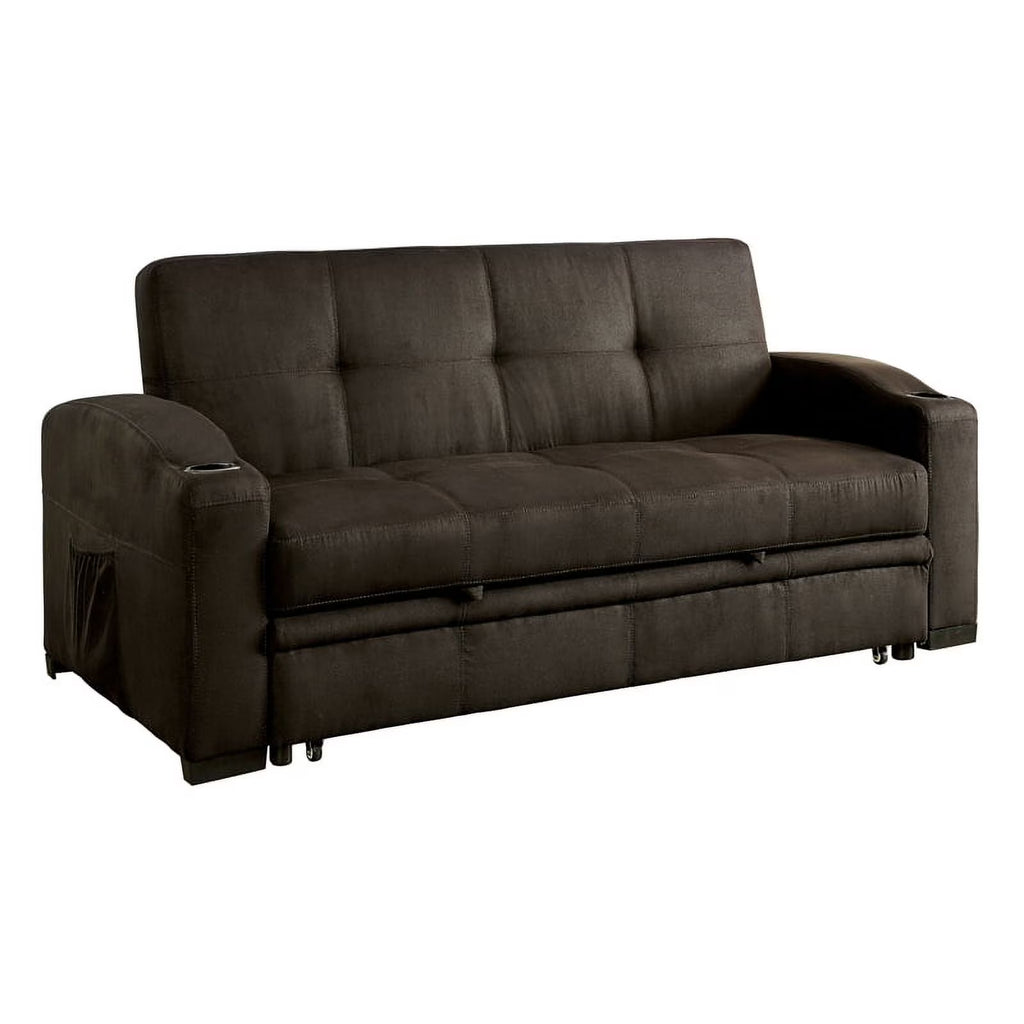Brown Fabric Convertible Sofa Z366