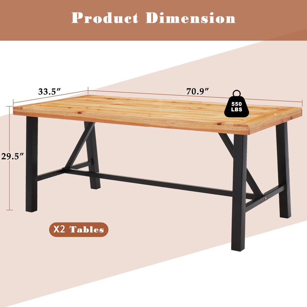Wooden Picnic Table with Iron Legs A21273