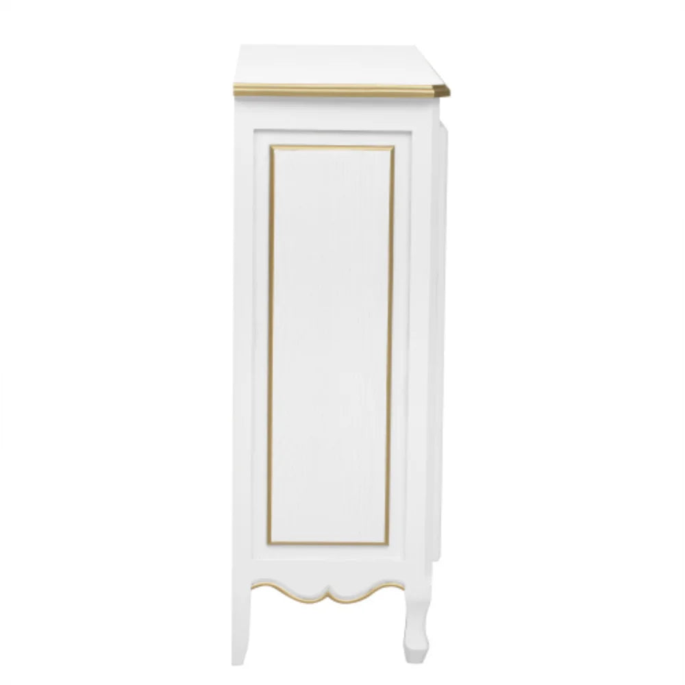 White Storage Cabinet with 2 Doors and Solid Wood Legs V77968