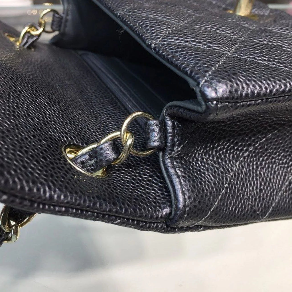 Black Caviar Mini Flap Bag Q750