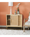 Rattan Sliding Doors Cabinet with Shelves G9724