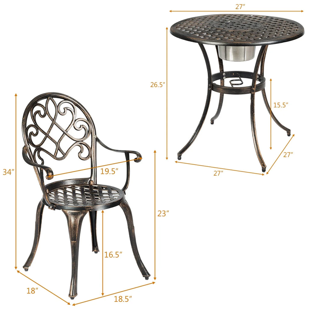 3 Pc Patio Dining Set with Ice Bucket T92343