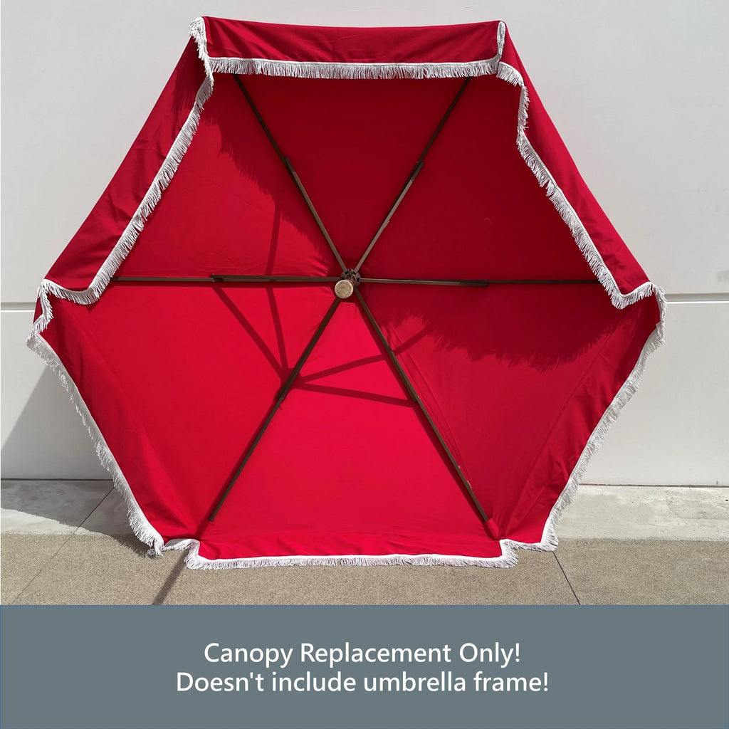 Red 9ft 6 Ribs Replacement Umbrella Canopy with Fringed Valance M273496