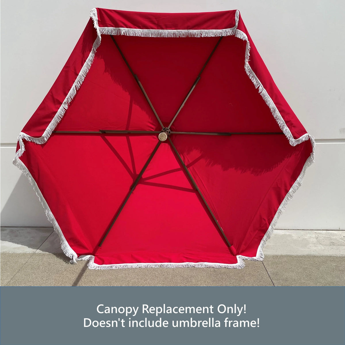 Red 9ft 6 Ribs Replacement Umbrella Canopy with Fringed Valance M273496