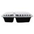 38 oz. Black Rectangular 2-Compartment Food Containers with Clear Lids G89960