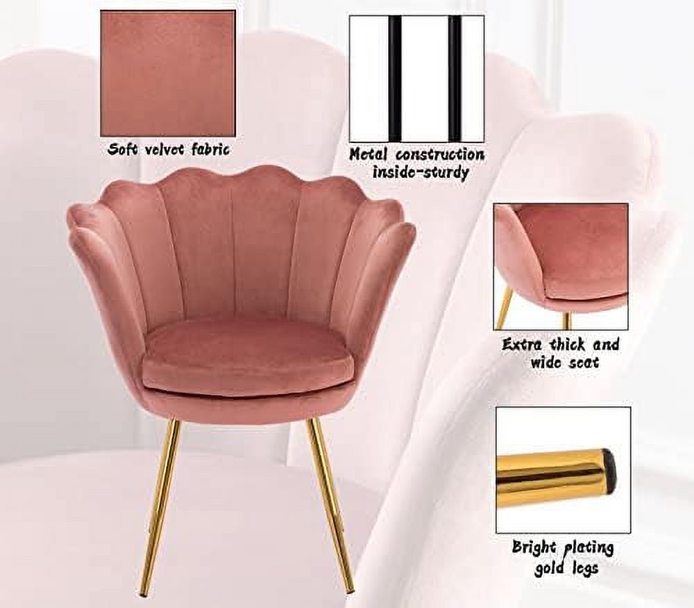 Cream White Velvet Shell Shaped Accent Chair H625489