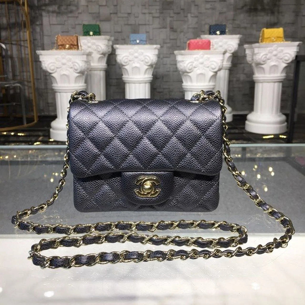 Black Caviar Mini Flap Bag Q750