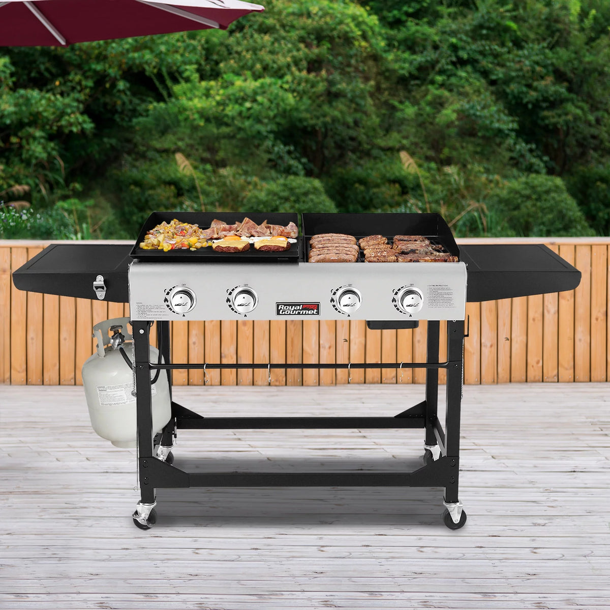 4-Burner Gas Grill and Griddle with Cover H688
