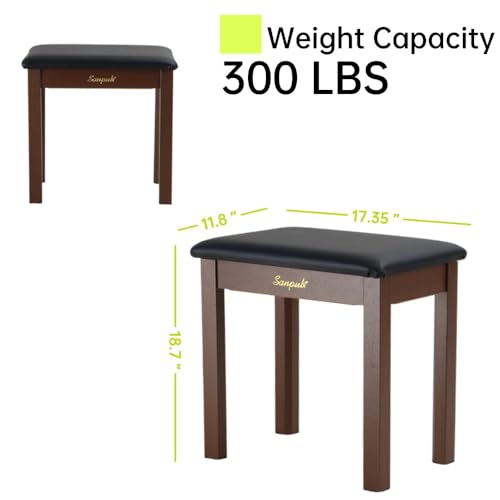 Solid Wood Padded Piano Bench with Storage C885827