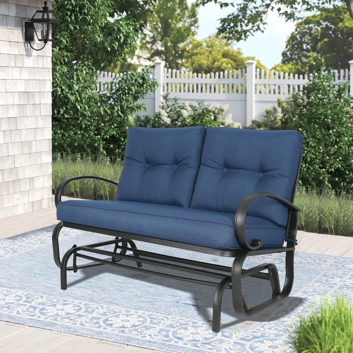 Navy Outdoor Loveseat Patio Swing Glider Bench U57399