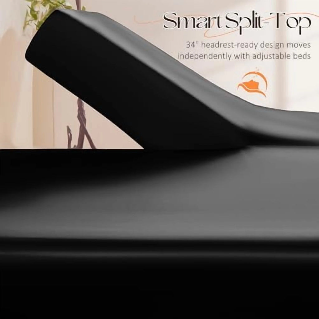 4Pcs Half Split Flex Head King Sheets Set with 14-16 Inch Deep Pockets U1003