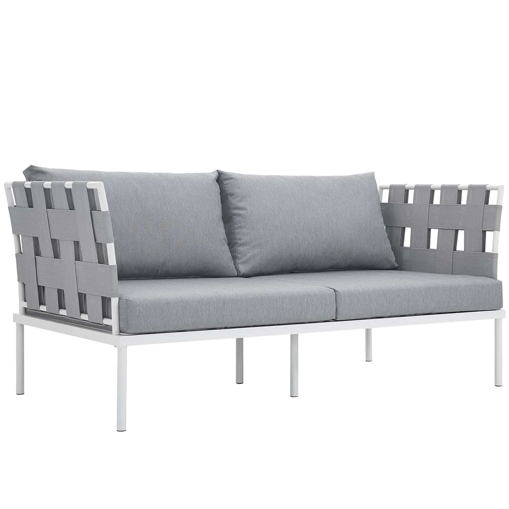 5 Piece White Gray Outdoor Aluminum Sectional Sofa Set R978