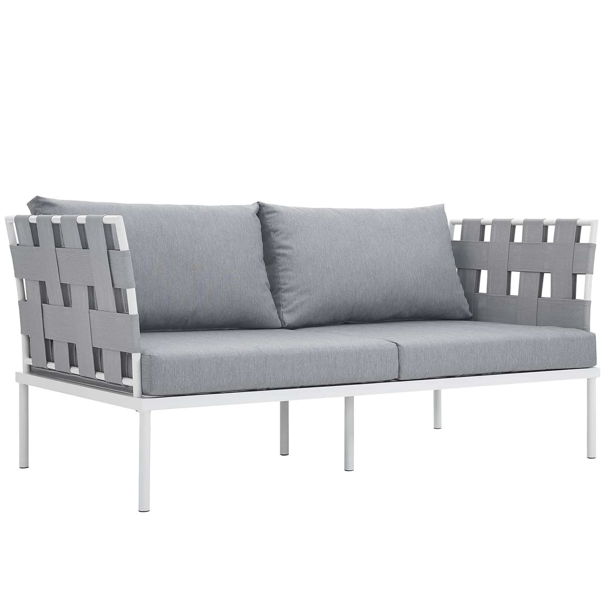 5 Piece White Gray Outdoor Aluminum Sectional Sofa Set R978