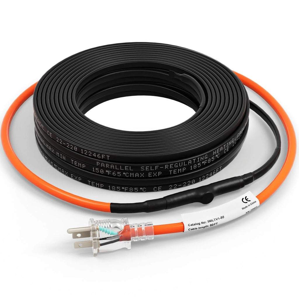 Self-Regulating Pipe Heating Cable, 80-feet 5W/ft Heat Tape, 120V F700