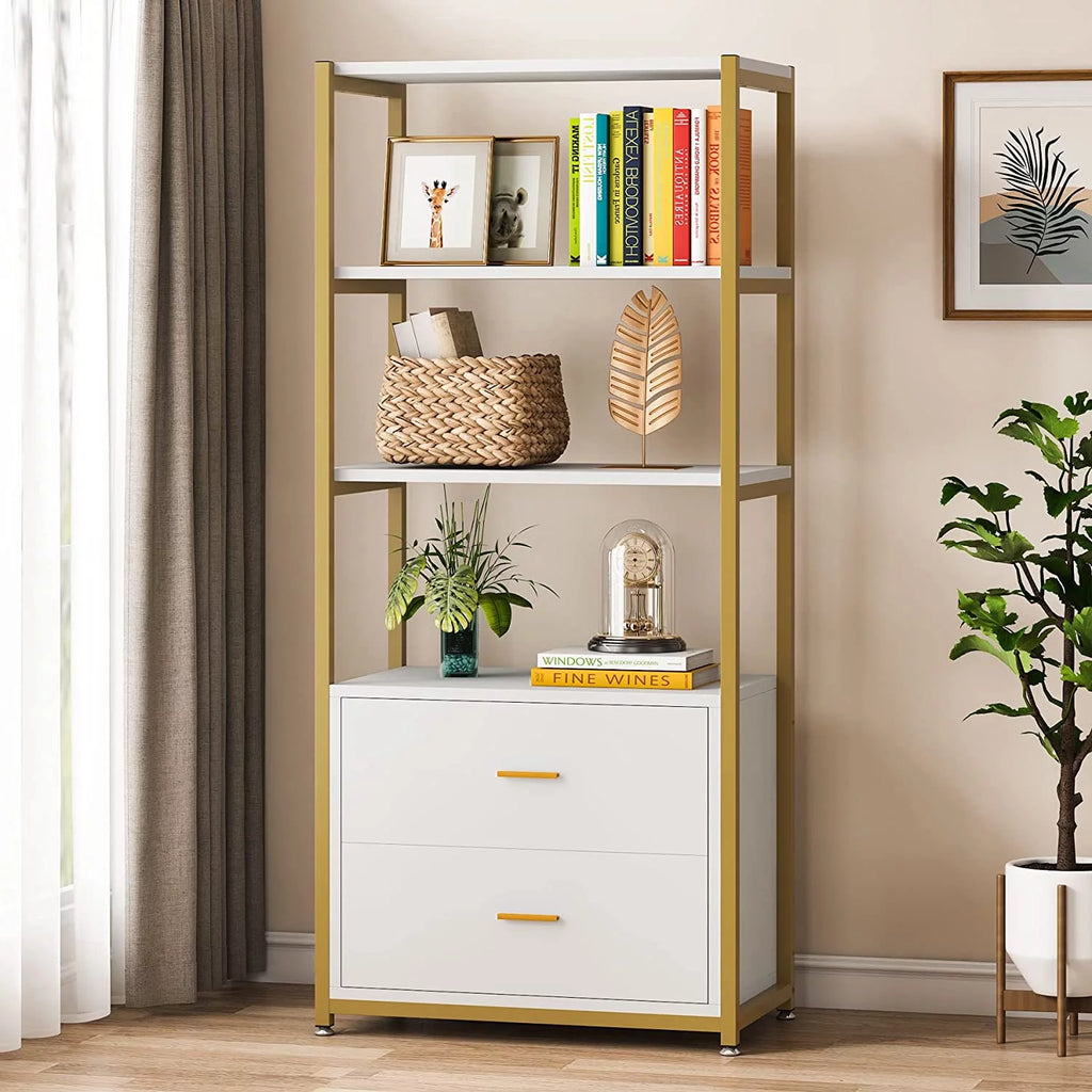 4-Tier Bookshelf with 2 Drawers I8103