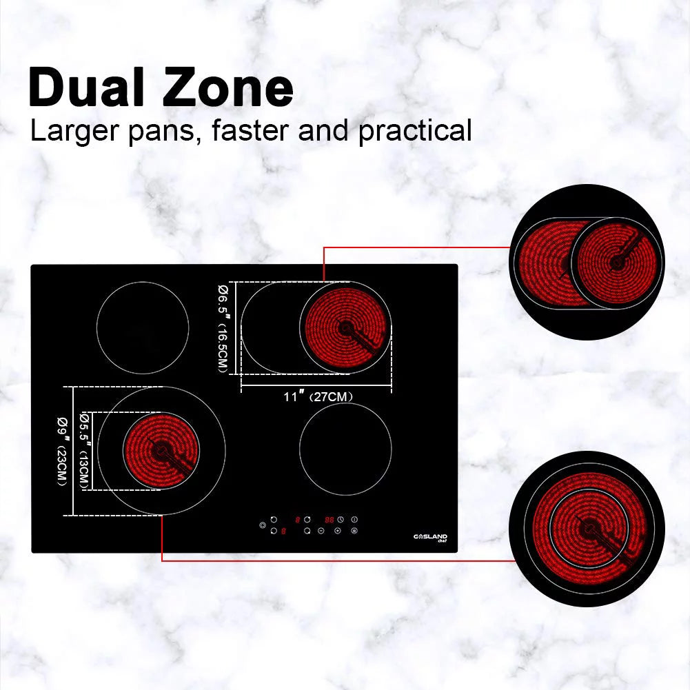 30 Built-in Electric Cooktop, 4 Burners Ceramic Glass A738